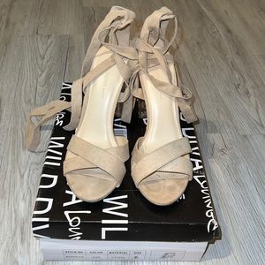Wild Diva faux suede clear heels